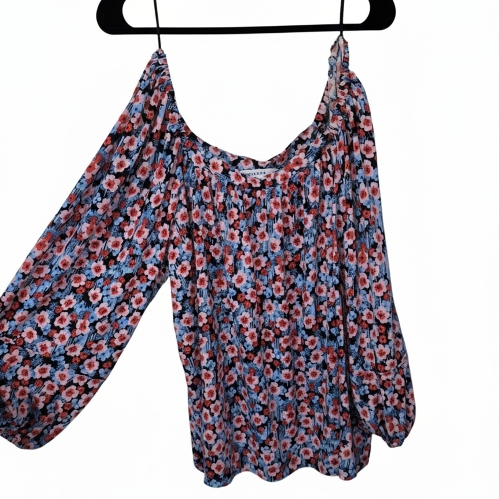 POPSUGAR Blue Floral Off-Shoulder Blouse